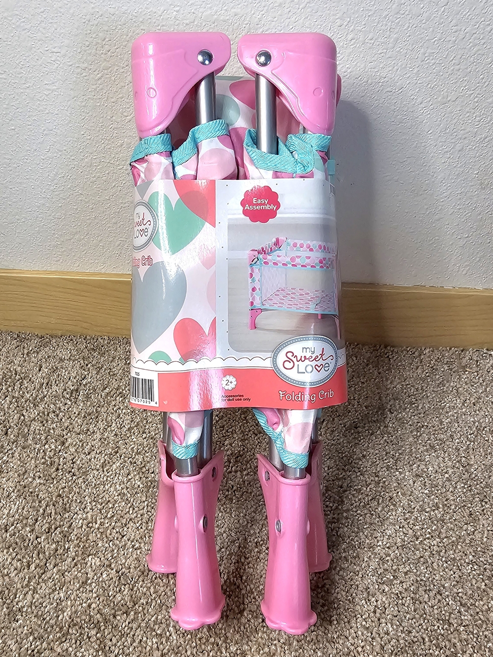 My Sweet Love Folding Doll Crib - Pink & Teal